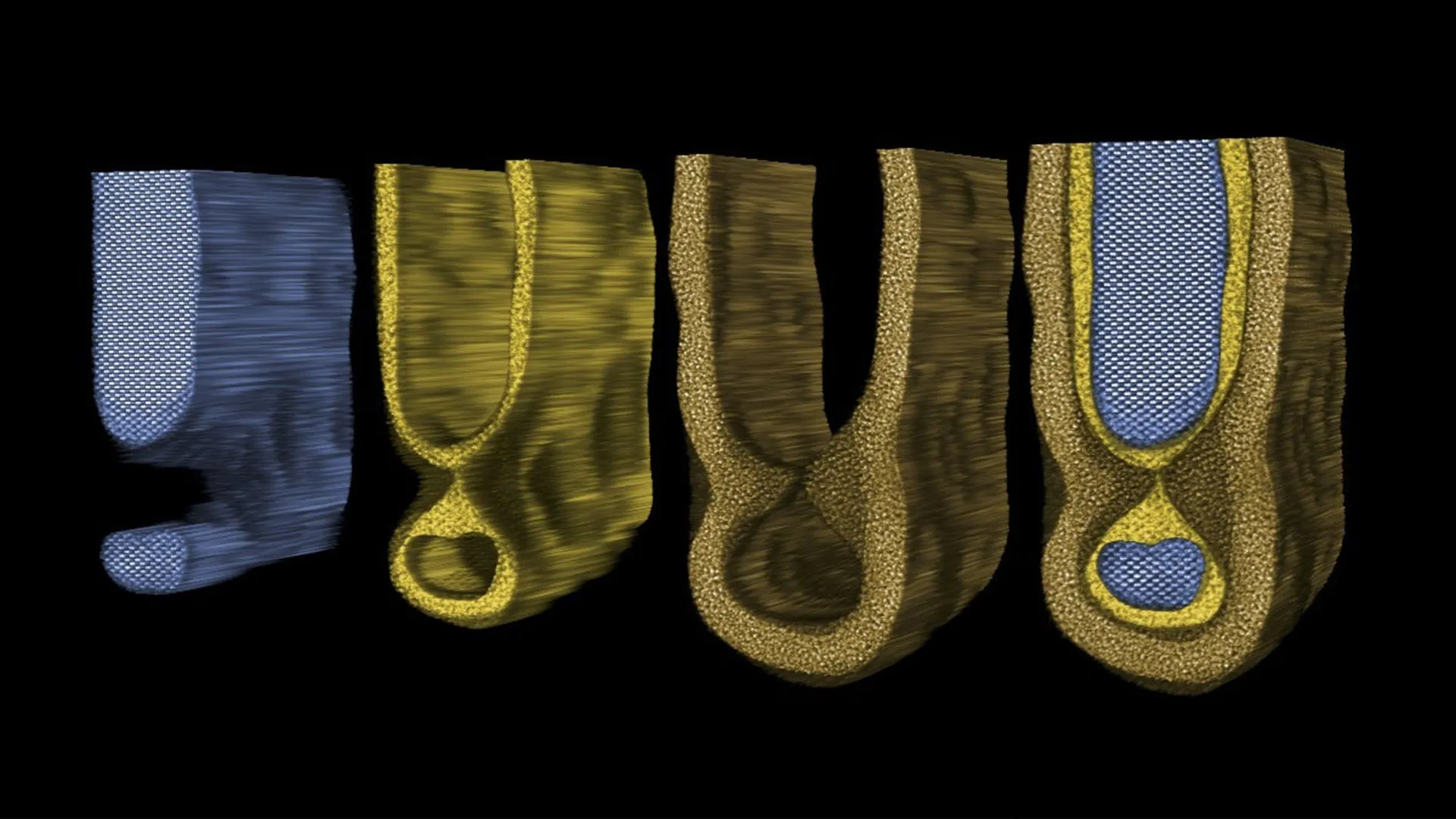 Microscopic view showing silicon and hafnium oxide layers inside a computer transistor channel