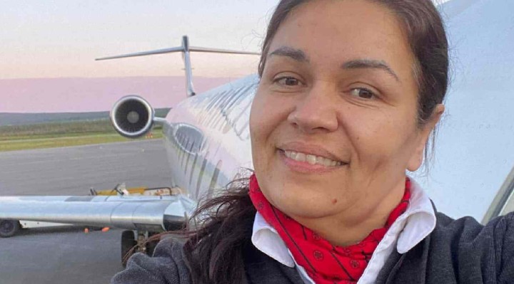 Flight attendant Solange Tremblay smiling in uniform before surviving miraculous plane crash ejection