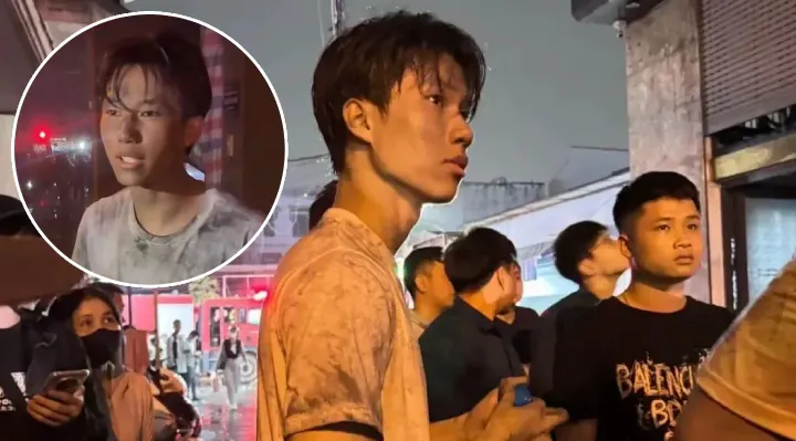 Young Vietnamese college student Nguyen Le Tu standing outdoors after receiving commendation award