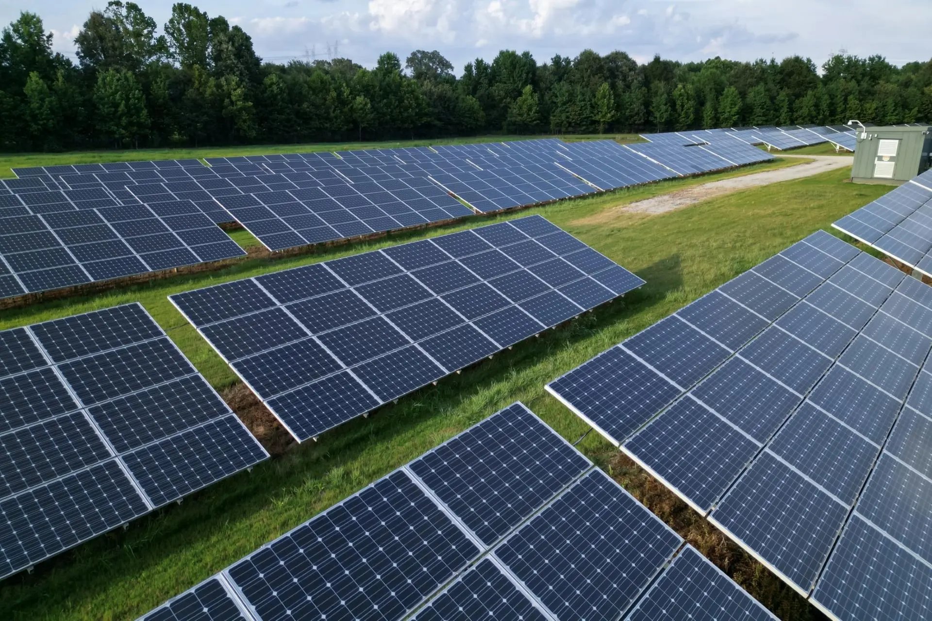 Modern solar panels on rooftop collecting sunlight for renewable energy conversion