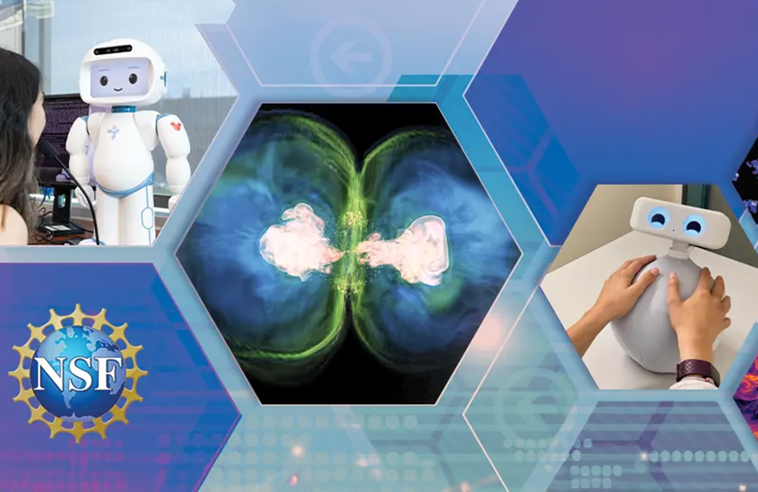 Researchers working with adaptive robot technology in university laboratory setting