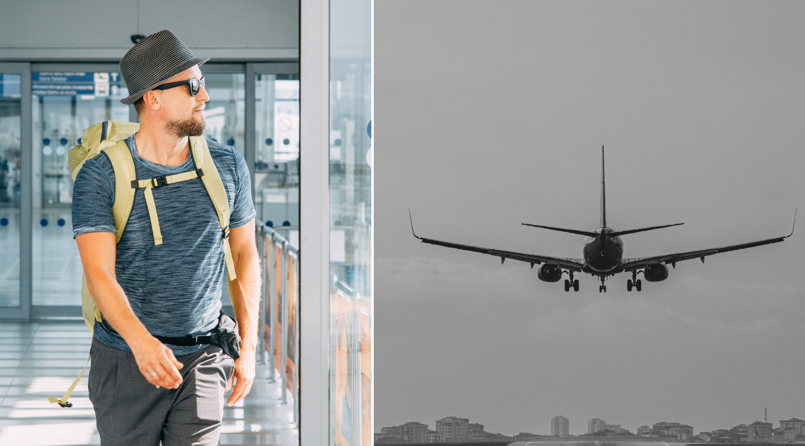 Airport gate agent helping passenger at airline counter terminal desk