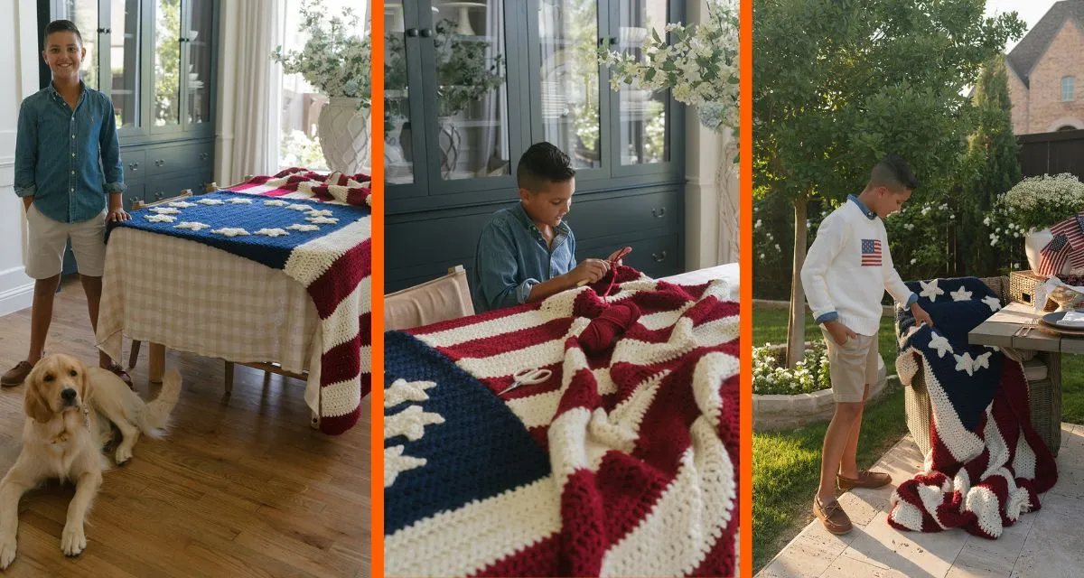 11-Year-Old Crochets 8-Foot American Flag in 13 Days