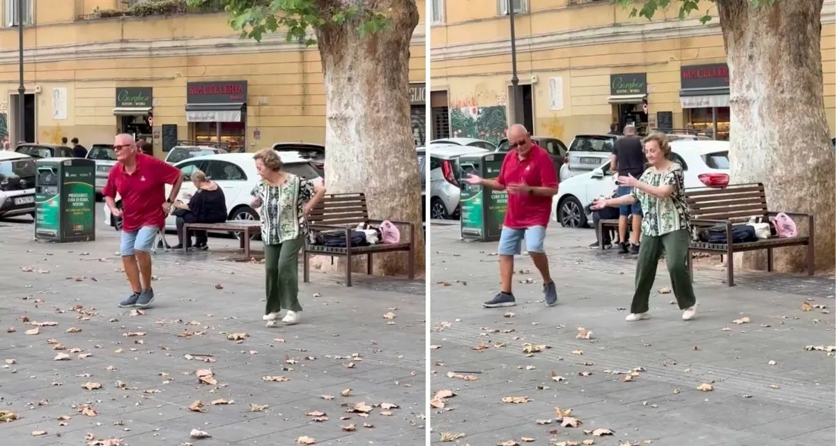 Elderly Duo Dances to Michael Jackson in Rome Piazza