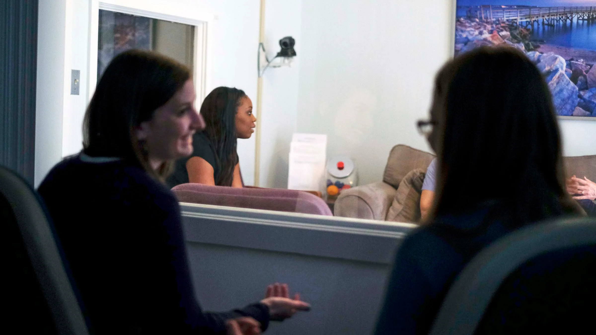Modern therapy room with comfortable seating at University of Rhode Island's training clinic
