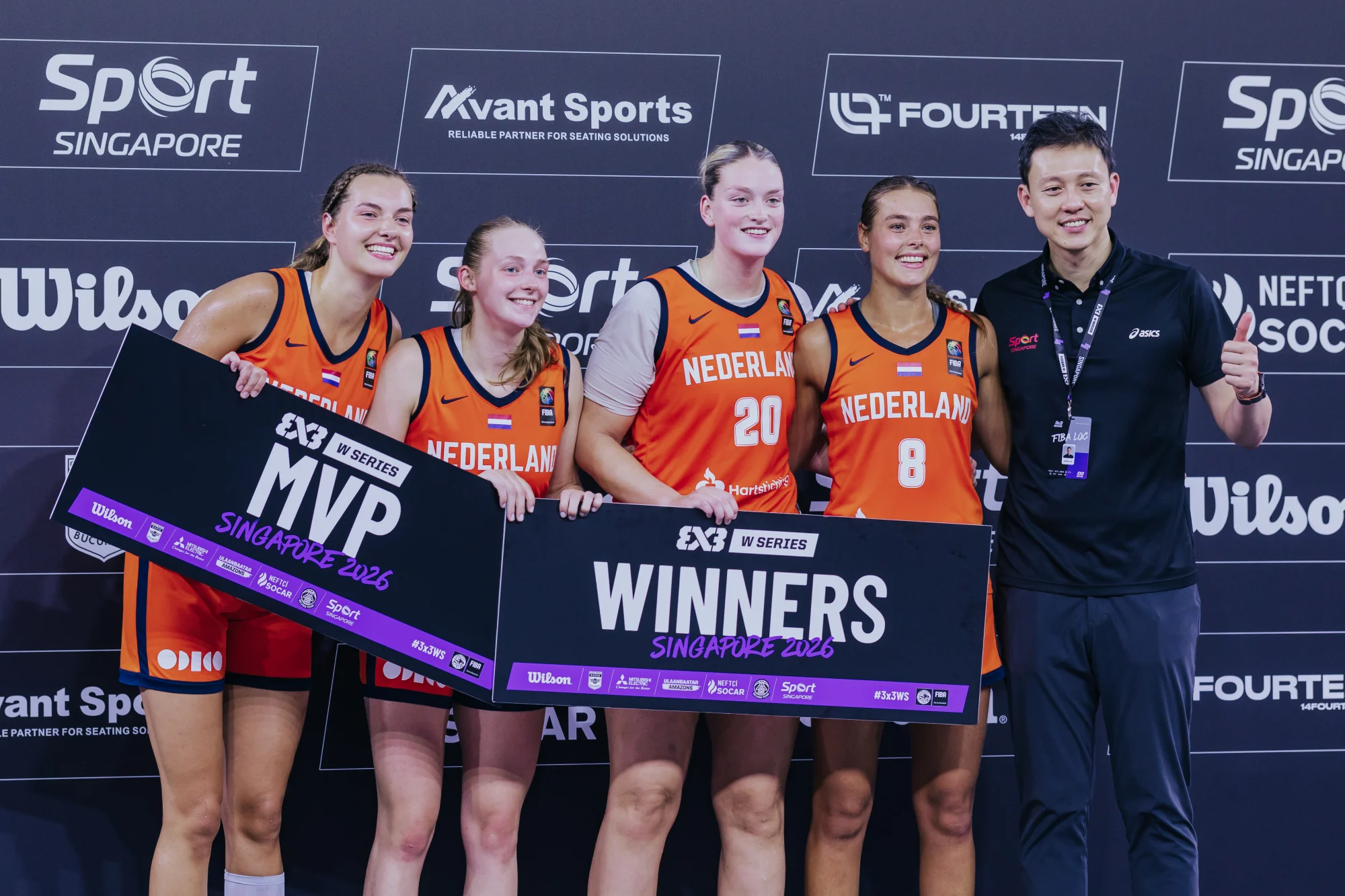 Young Dutch women's basketball team celebrates overtime championship victory in Singapore tournament