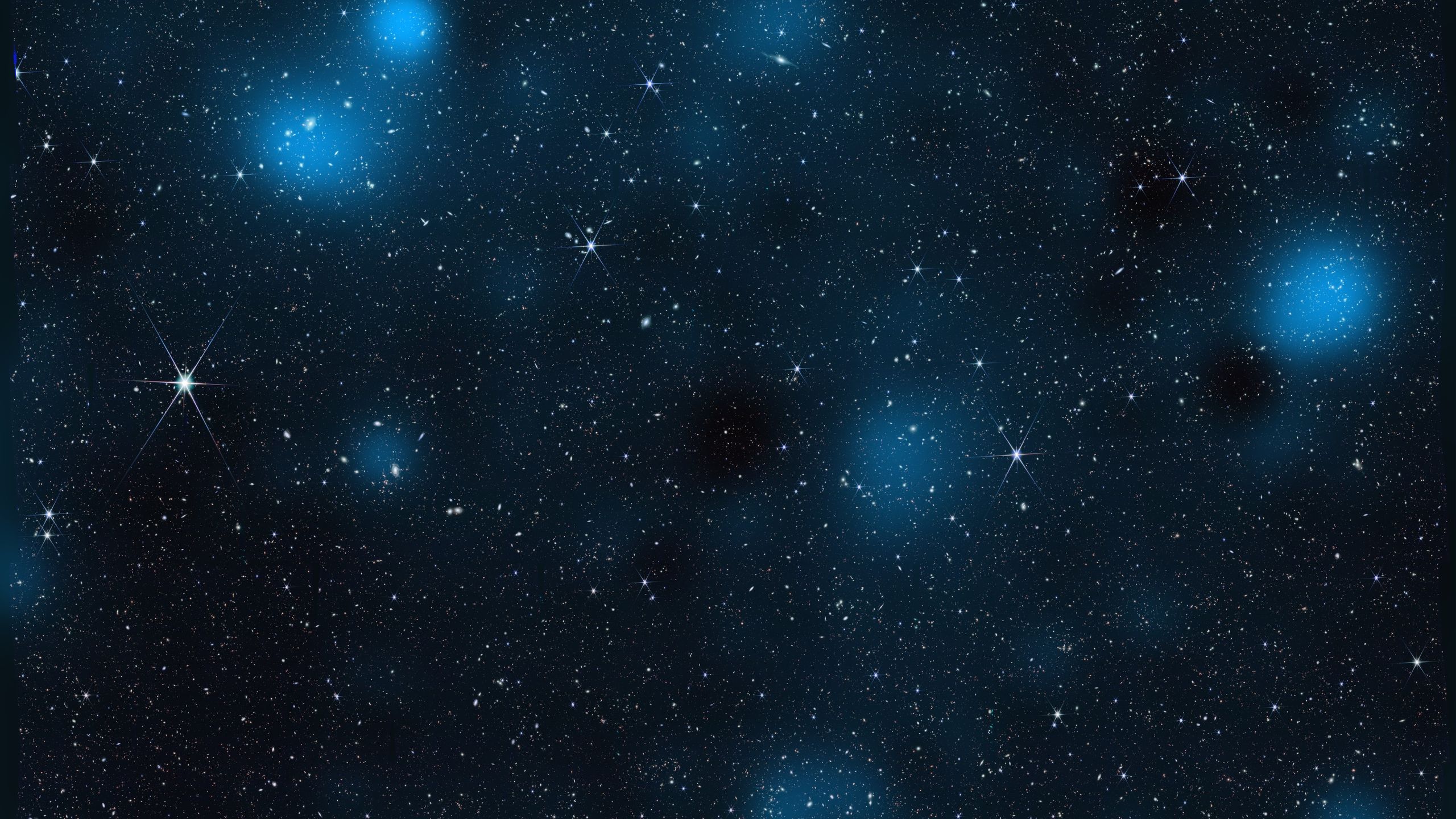 Blue blobs showing dark matter distribution mapped by James Webb Space Telescope