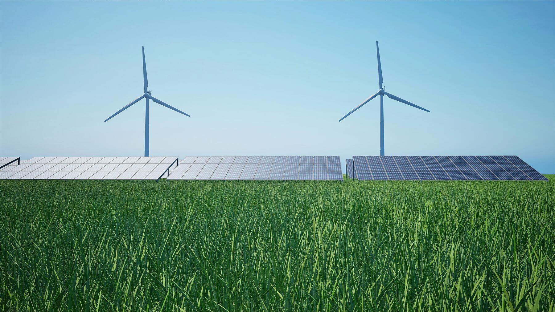 Wind turbines and solar panels working together at Brazil's first hybrid renewable energy facility