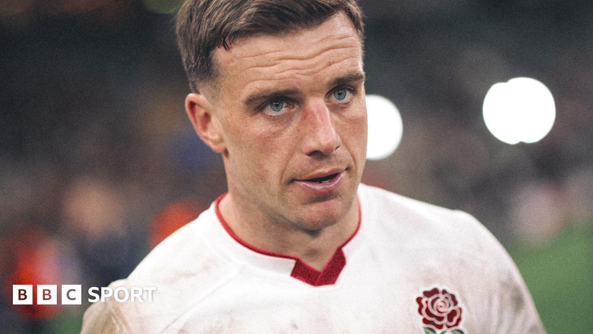 England rugby fly-half George Ford in white jersey celebrating during Six Nations match against Wales