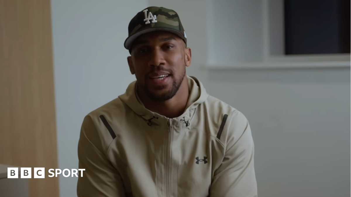 Anthony Joshua speaking directly to camera in emotional tribute video to fallen friends