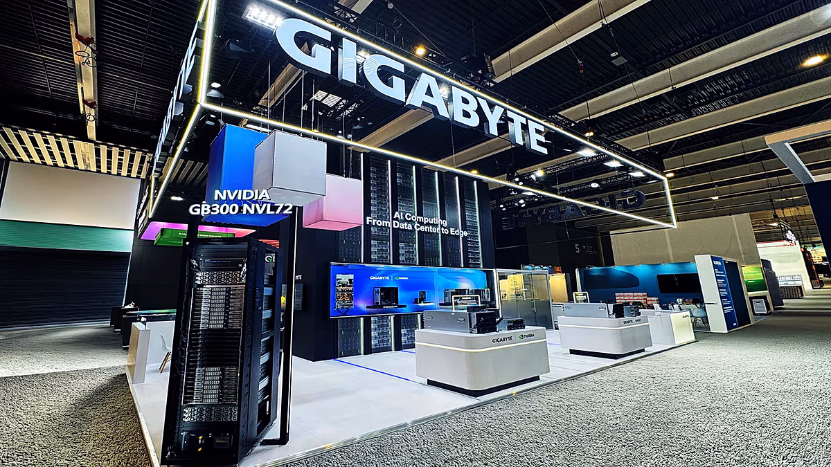 Modern AI server racks with liquid cooling systems in sustainable data center
