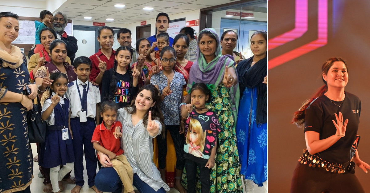 Jazz Sethi, professional dancer from Ahmedabad, smiling while managing Type 1 Diabetes with visible medical devices
