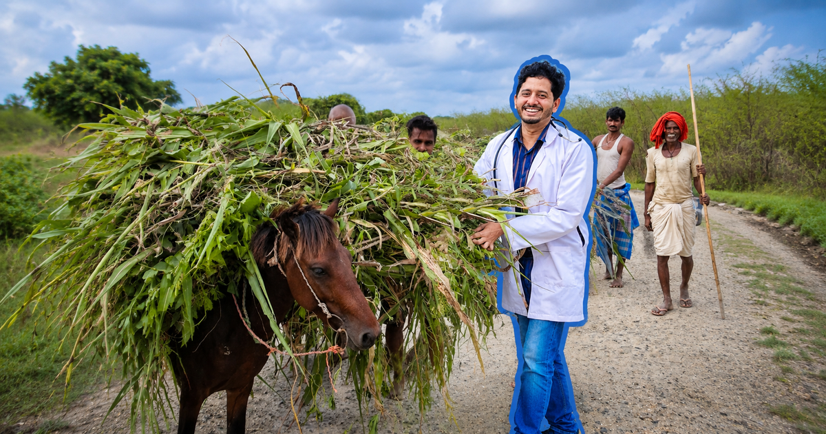Dr Raman Kishore treating patients at free medical camp in rural Bihar village