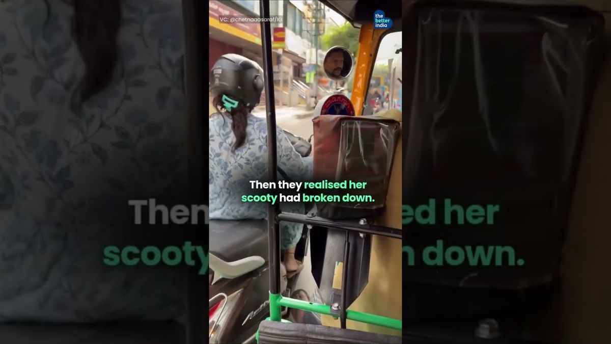Bengaluru Auto Driver Pushes Stranded Scooter 10 Minutes