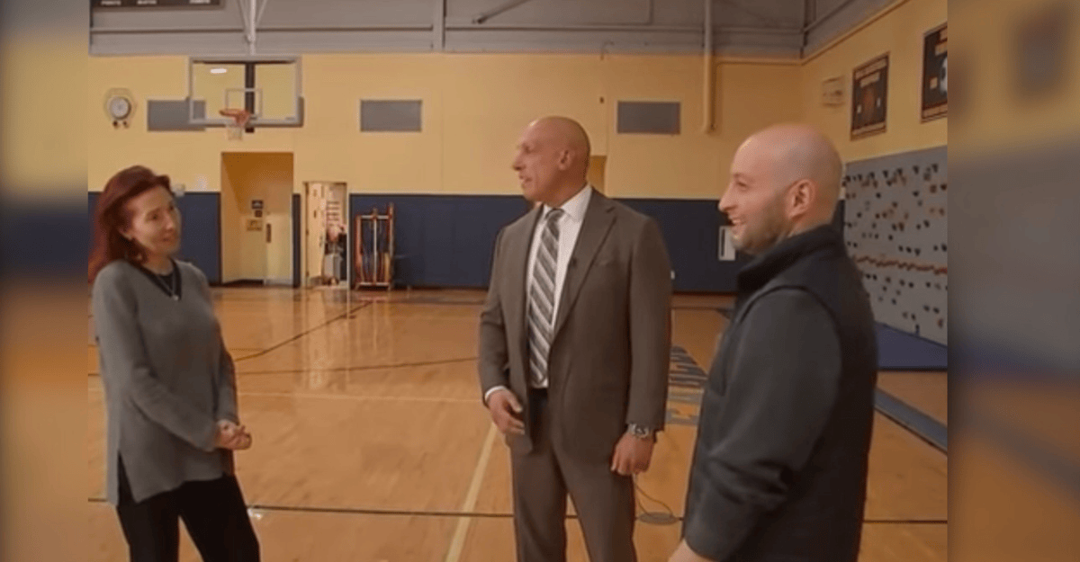 School basketball court where nurse and coach performed lifesaving CPR on collapsed teen athlete
