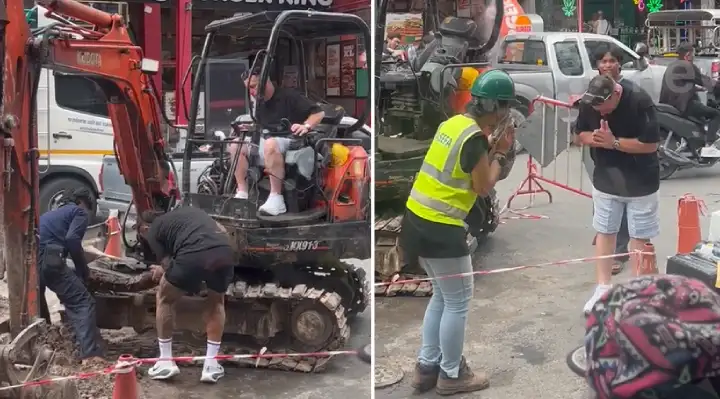 Aussie Tourists Fix Excavator on Thai Vacation