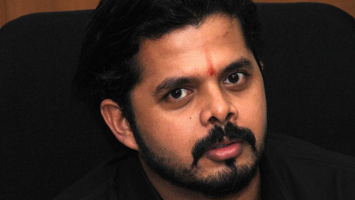 Indian cricketer S. Sreesanth celebrating during a cricket match in Kerala stadium