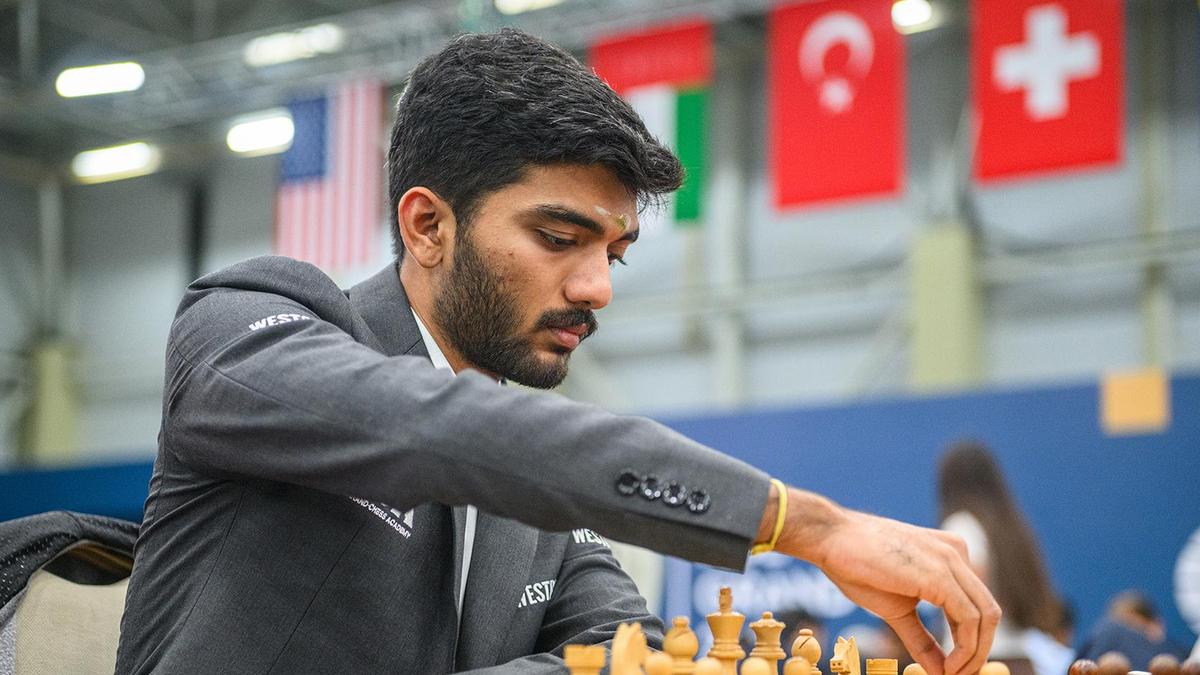 Indian chess grandmaster Aravindh Chithambaram concentrating during competitive match at Prague festival