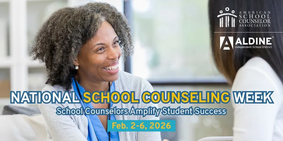 School counselor greeting elementary students warmly during morning arrival at Aldine ISD campus