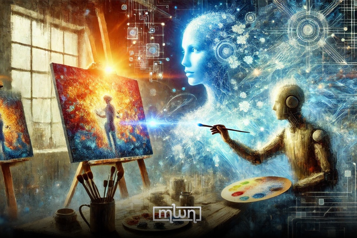 Creative professionals collaborating with AI technology displays at Cairo innovation summit