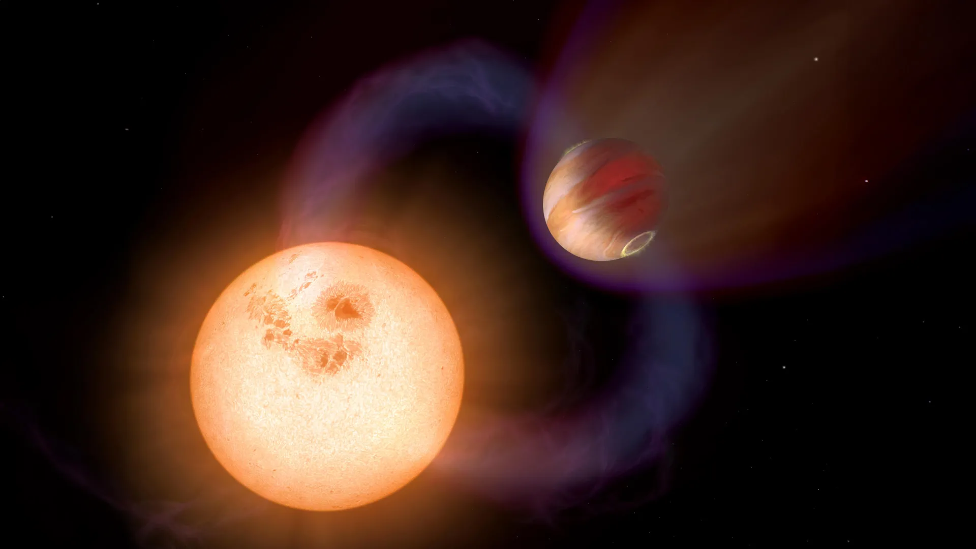 Artist's illustration of an ultra-short-period exoplanet orbiting close to its bright host star